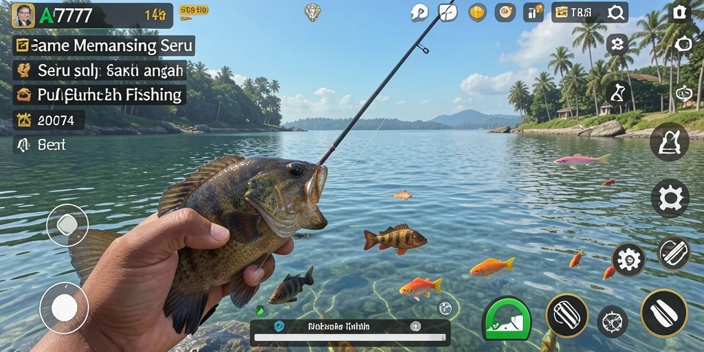 Tampilan screenshot A7777 yang menunjukkan aksi memancing seru.