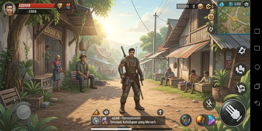 Tangkapan layar gameplay <strong>ADI99</strong> menampilkan interaksi karakter yang dinamis.