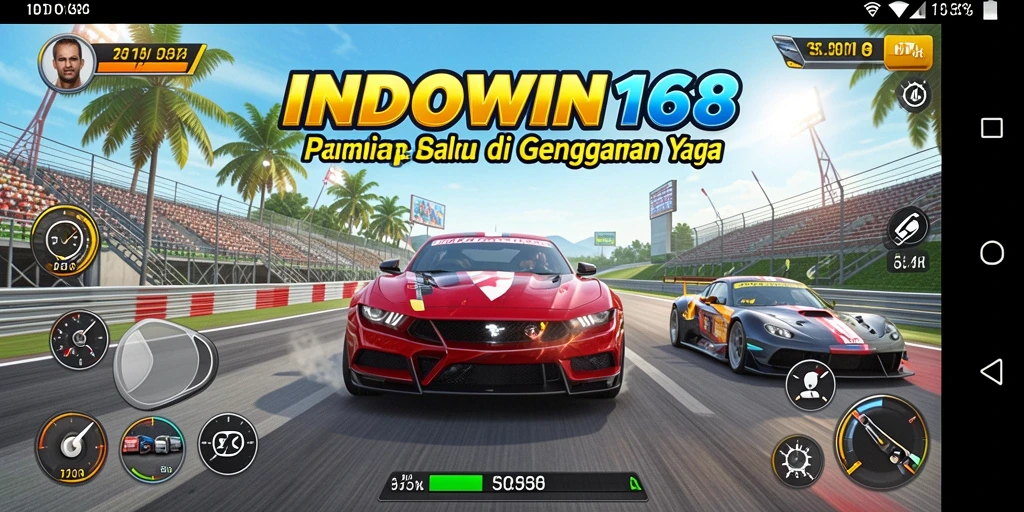 Tangkapan layar gameplay INDOWIN168 yang menampilkan aksi balap yang seru.