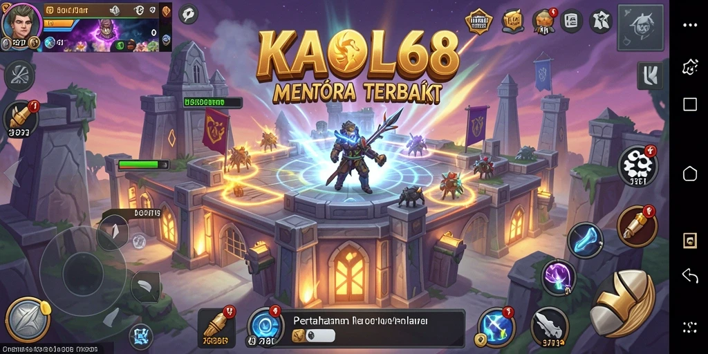 Screenshot KAOL68 menampilkan aksi seru dalam pertempuran Tower Defense.