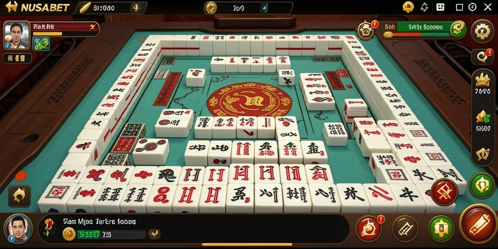 Screenshot gameplay NUSABET menampilkan suasana seru permainan Mahjong.