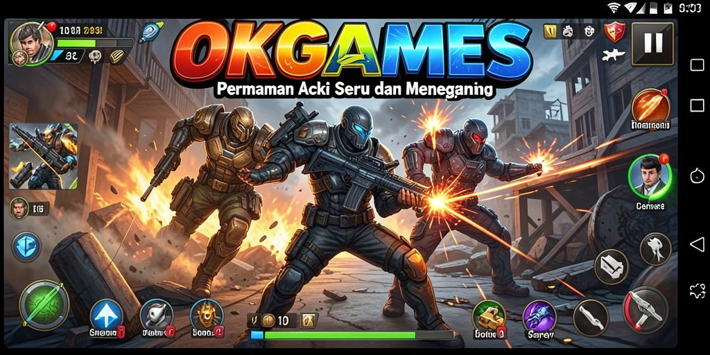 Tampilan gameplay seru dalam OKGAMES saat bertarung.