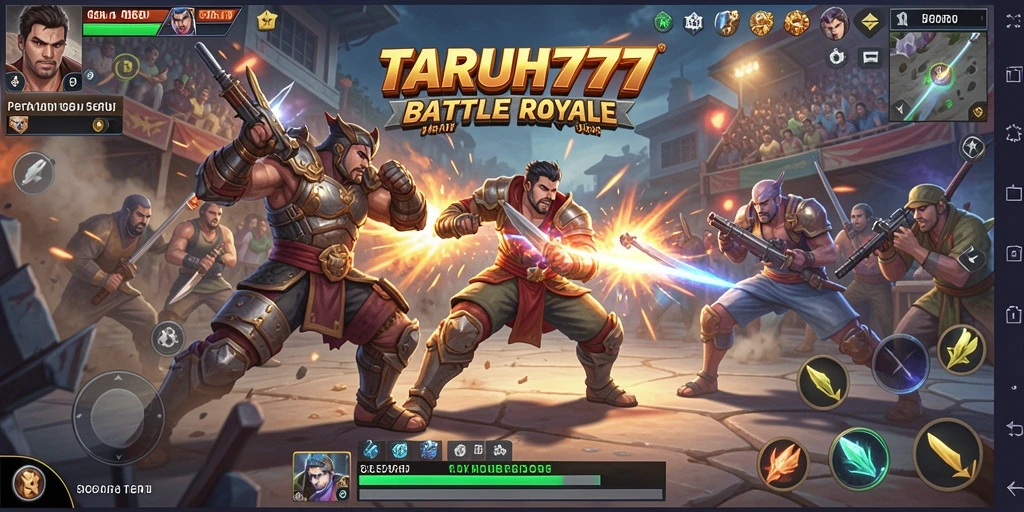 Tampilan seru gameplay TARUH777 di tengah pertempuran Battle Royale.